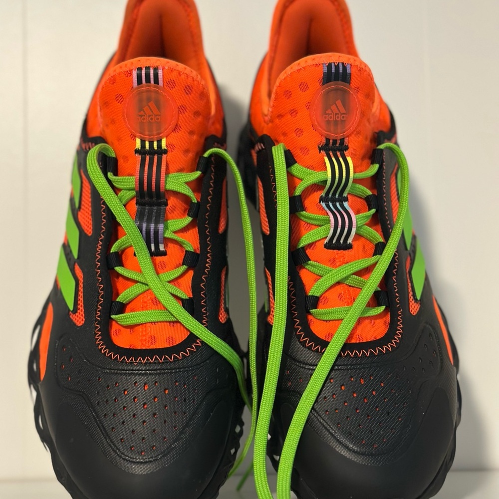 Adidas Web Boost Black and Orange Sneakers with Green Accents